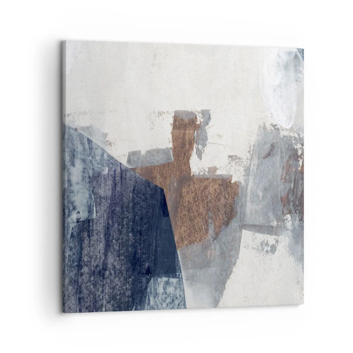 Obraz na płótnie - Błękitno-brunatne kształty - 50x50 cm