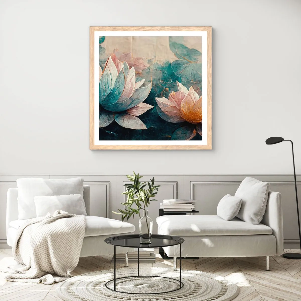 Plakat w ramie jasny dąb - Gwiazdy jeziora - 60x60 cm