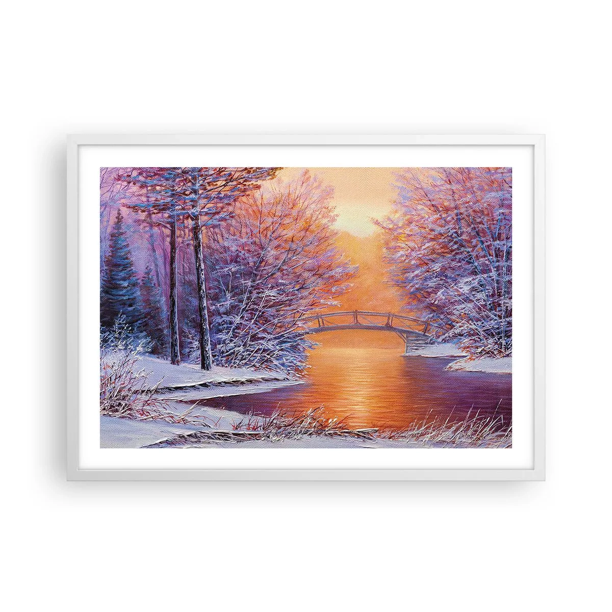 Plakat w białej ramie - Spotkajmy się tu - 70x50 cm