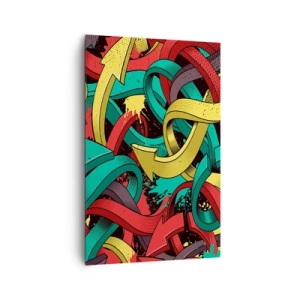 Obraz na płótnie - Abstrakcyjne strzałki w żywych kolorach tworzące chaos - 80x120cm - Którędy do celu? - Nowoczesna dekoracja ścienna do salonu i sypialni ARTTOR