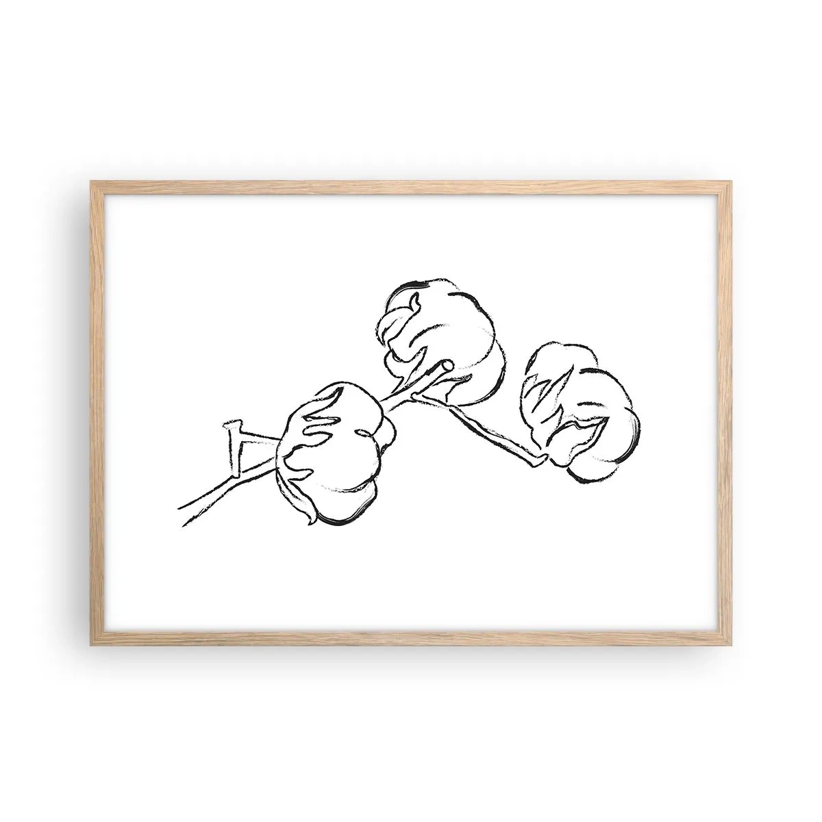 Plakat w ramie jasny dąb - Bawełniany puch - 70x50 cm
