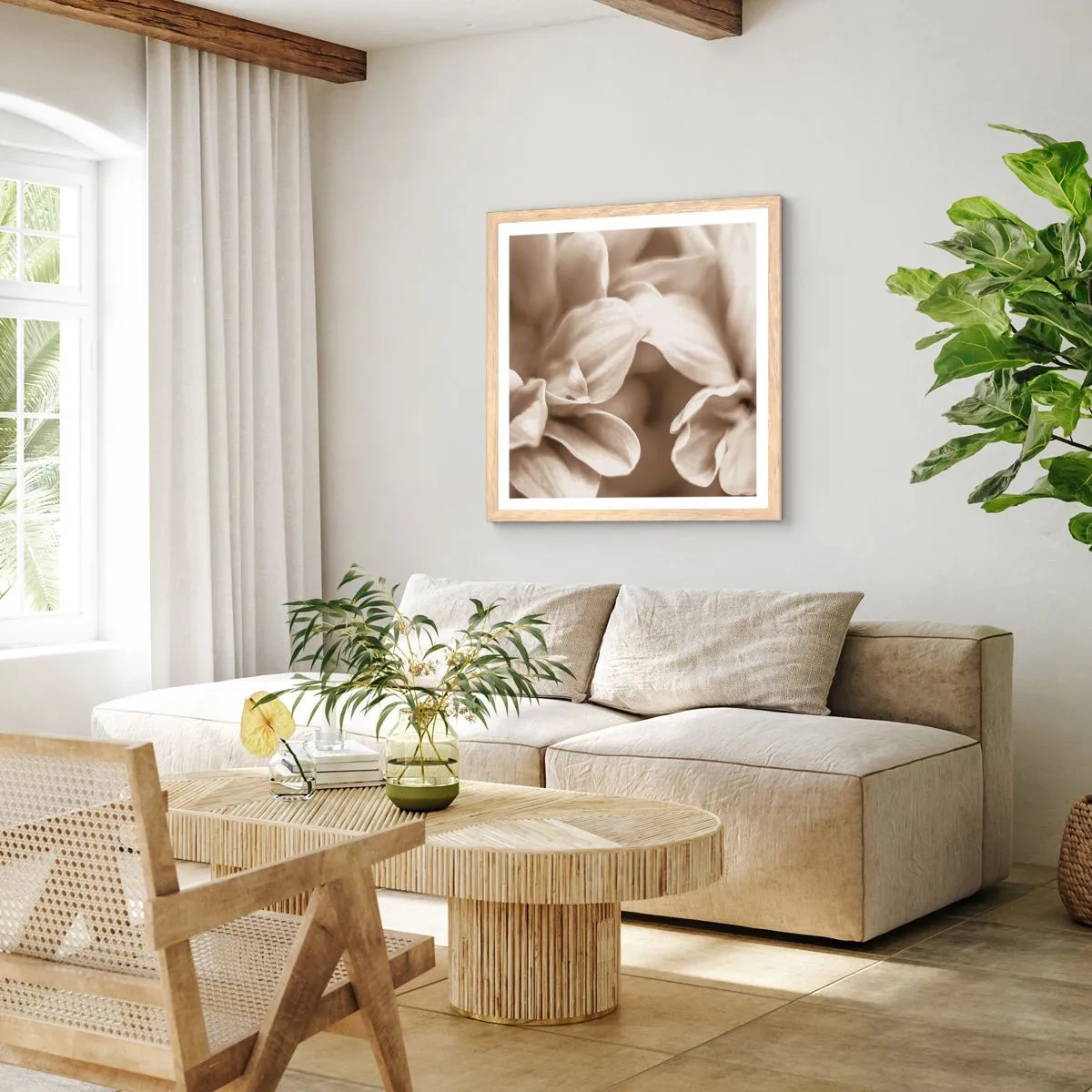 Plakat w ramie jasny dąb - Łagodne jak uśmiech - 40x40 cm