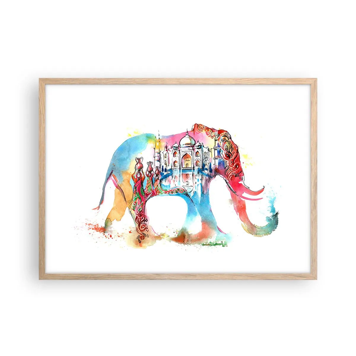 Plakat w ramie jasny dąb - Indie - aura miłości - 70x50 cm