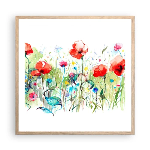 Plakat w ramie jasny dąb - Kwitnąca majem łąka - 60x60 cm