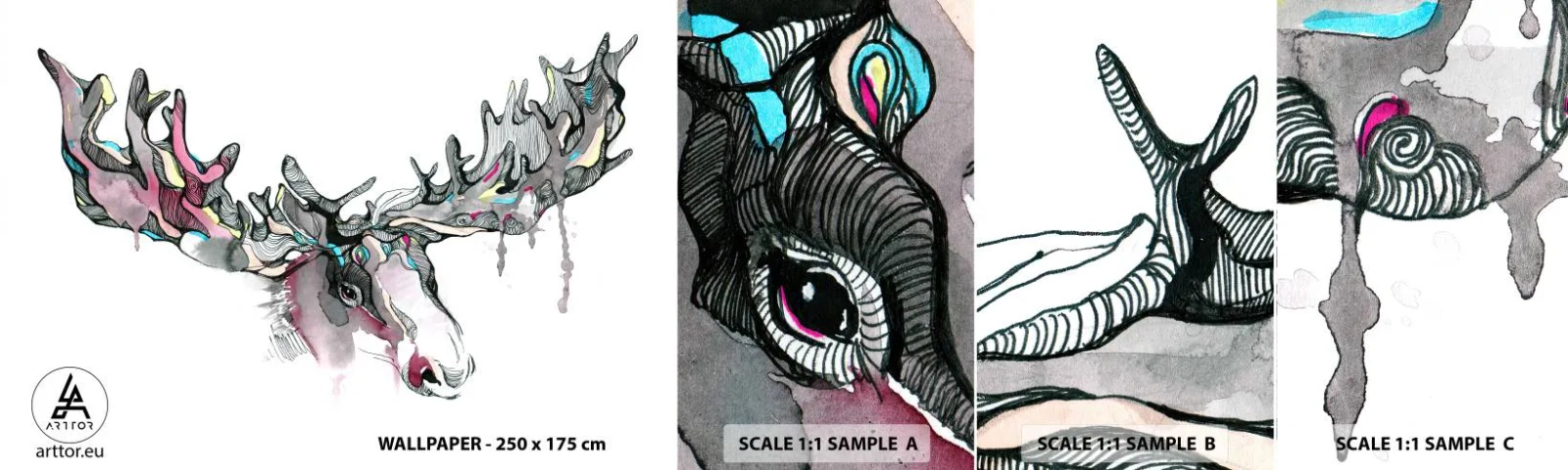 Fototapeta Próbka Samoprzylepna Deluxe Sticker - Korona króla lasu - Abstrakcja, Łoś, Natura - 100x30 cm