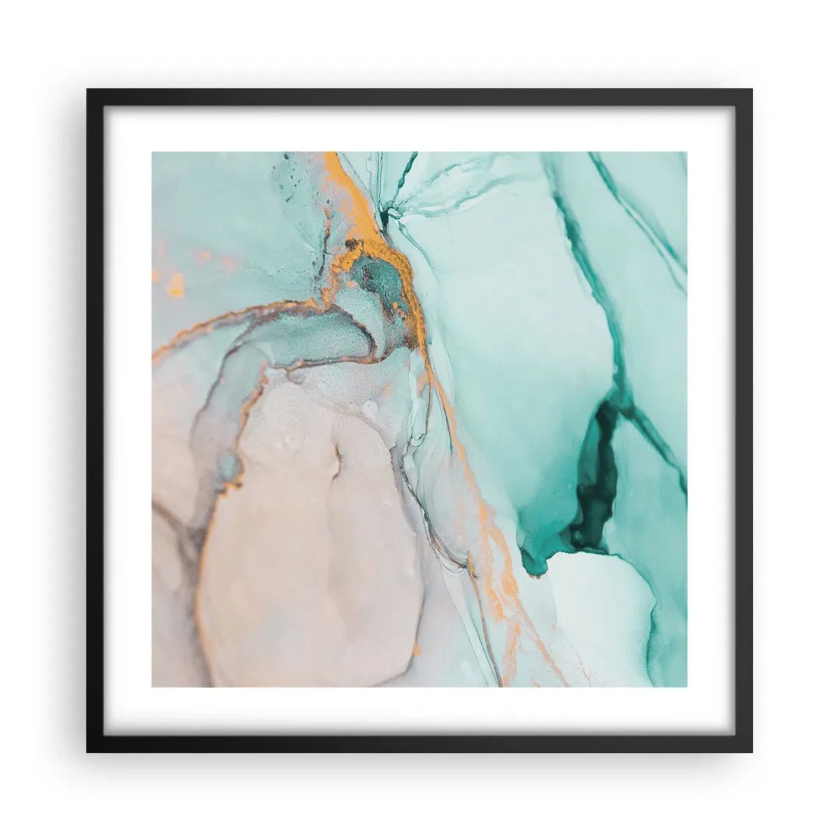 Plakat w czarnej ramie - Taniec kształtów i barw - 50x50 cm