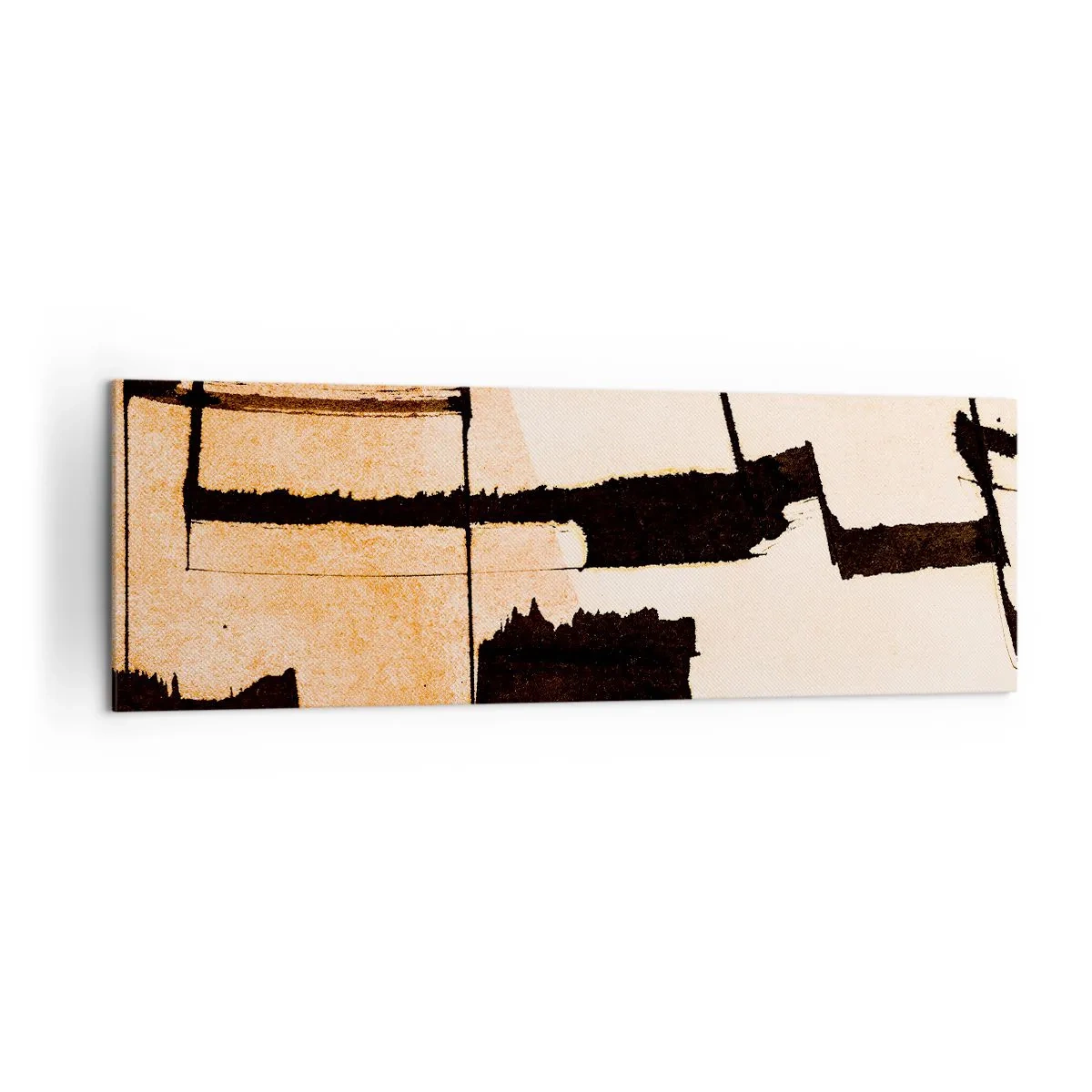 Obraz na płótnie - Geometryczne wzory w odcieniach brązu i beżu - 160x50cm - Jednak porządek - Nowoczesna dekoracja ścienna do salonu i sypialni ARTTOR