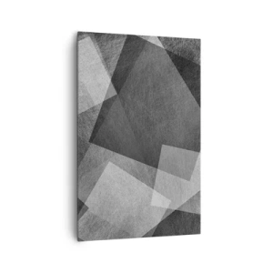 Obraz na płótnie - Czarno-biała abstrakcja z geometrycznymi kształtami - 80x120cm - Odwieczny symbol trwałości i porządku - Nowoczesna dekoracja ścienna do salonu i sypialni ARTTOR