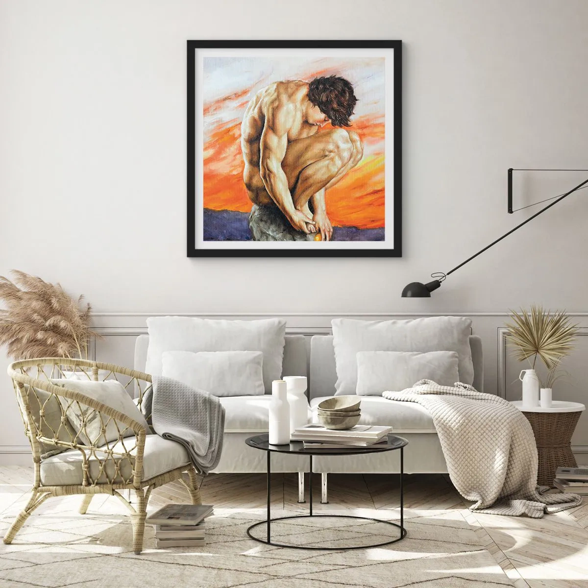 Plakat w czarnej ramie - Zatopiony w sobie - 50x50 cm