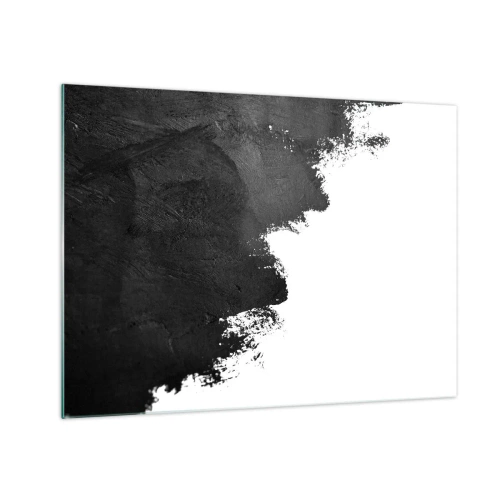 Obraz na szkle - Czarna tekstura farby na białym tle w minimalistycznym stylu - 70x50cm - Żywioły: ziemia - Nowoczesna dekoracja ścienna do salonu i sypialni ARTTOR