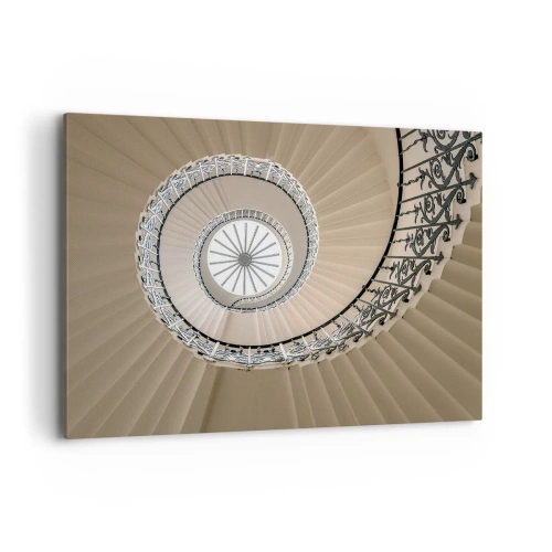 Obraz na płótnie - Spiralne schody w eleganckim ujęciu geometrycznym - 100x70cm - W środku muszli - Nowoczesna dekoracja ścienna do salonu, kuchni i sypialni ARTTOR
