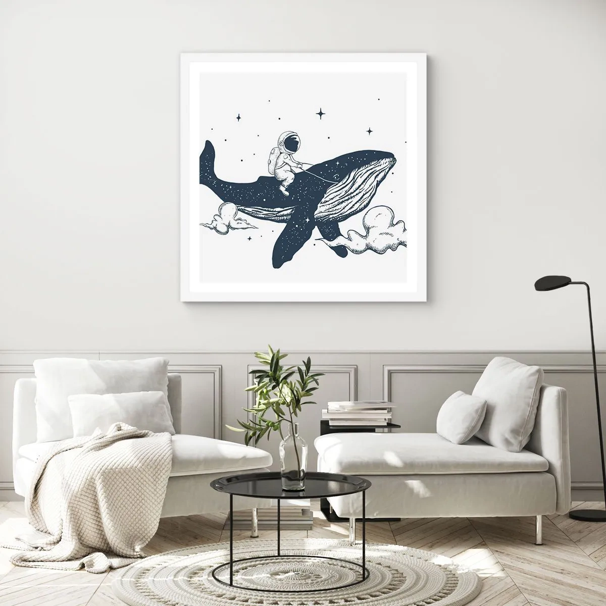 Plakat w białej ramie - Kosmiczna przygoda - 60x60 cm