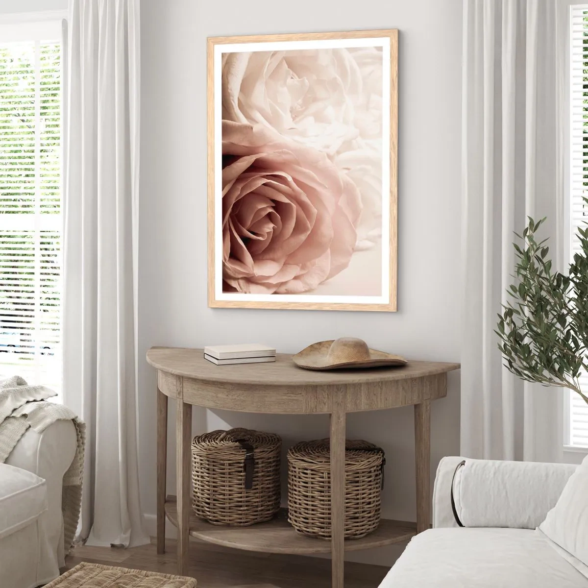 Plakat w ramie jasny dąb - W sercu róży - 70x100 cm