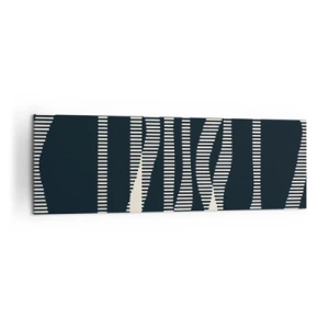 Obraz na płótnie - Geometryczne linie w jasnych odcieniach na ciemnym tle - 160x50cm - Próba przełamania ciemności - Nowoczesna dekoracja ścienna do salonu i sypialni ARTTOR