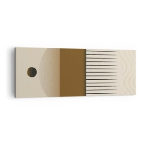 Obraz na płótnie - Abstrakcyjna kompozycja geometryczna w beżach i brązach - 140x50cm - Różne stany - Nowoczesna dekoracja ścienna do salonu i sypialni ARTTOR