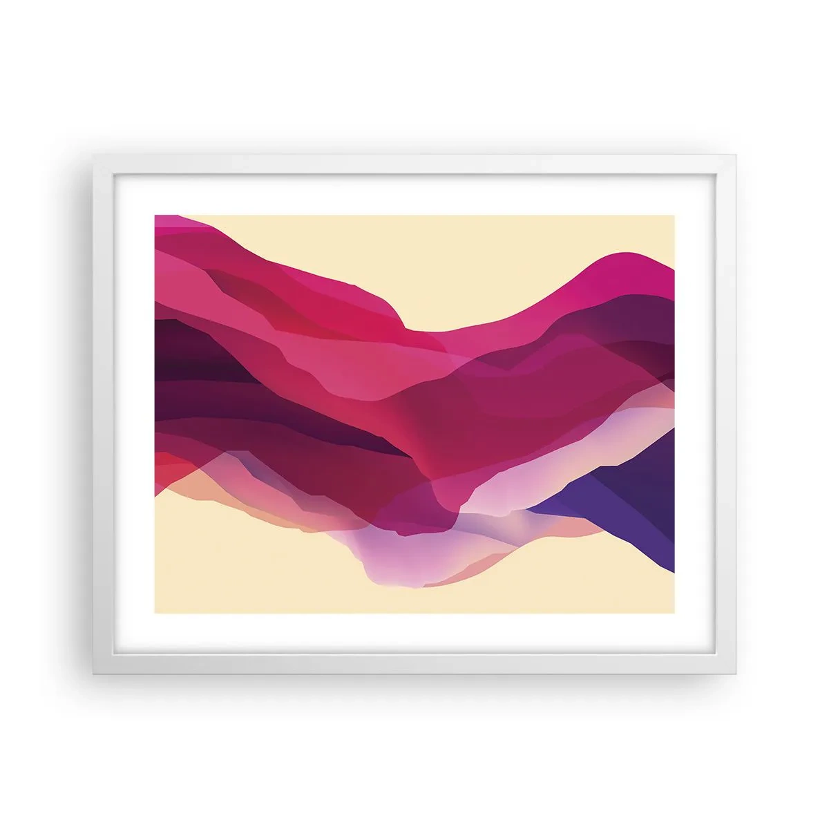 Plakat w białej ramie - Fale purpury - 50x40 cm