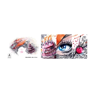 Fototapeta Próbka Samoprzylepna Deluxe Sticker - Z nią codziennie jest święto - Abstrakcja, Twarz Kobiety, Tort - 100x30 cm