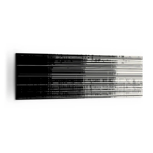 Obraz na płótnie - Abstrakcyjna kompozycja linii w kontrastowej czerni i bieli - 160x50cm - Fale i drgania - Nowoczesna dekoracja ścienna do salonu i sypialni ARTTOR