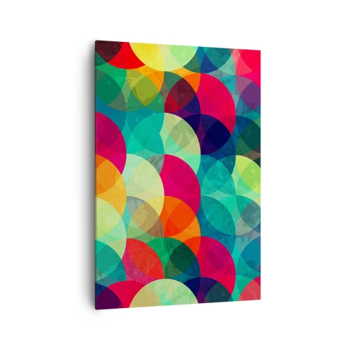 Obraz na płótnie - Kolorowe geometryczne wzory złożone z kół i półkoli - 70x100cm - Wtęczowstąpienie - Nowoczesna dekoracja ścienna do salonu i sypialni ARTTOR