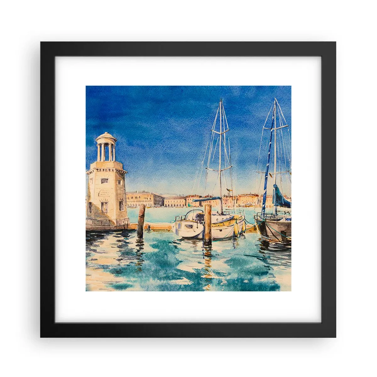 Plakat w czarnej ramie - Słoneczna laguna - 30x30 cm