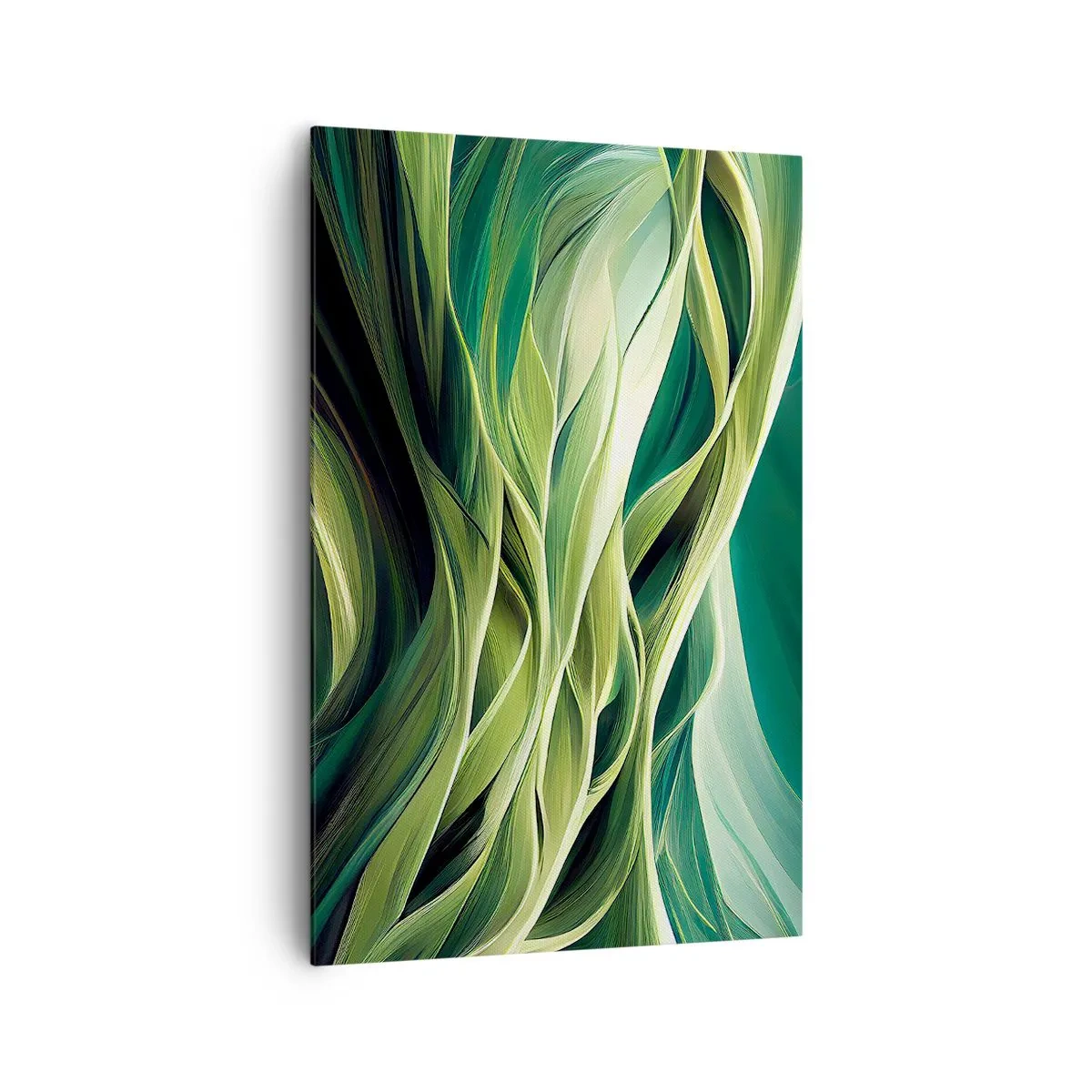 Obraz na płótnie - Dynamiczne linie w odcieniach zieleni - 80x120cm - Abstrakcyjna gra w zielone - Nowoczesna dekoracja ścienna do salonu i sypialni ARTTOR