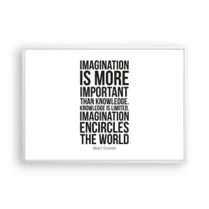Plakat w białej ramie - Einstein o mocy wyobraźni - 100x70 cm