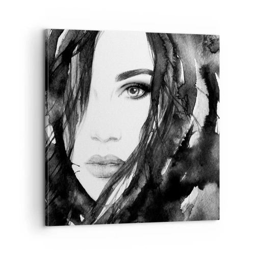Obraz na płótnie - Portret damy w czerni i bieli - 60x60 cm