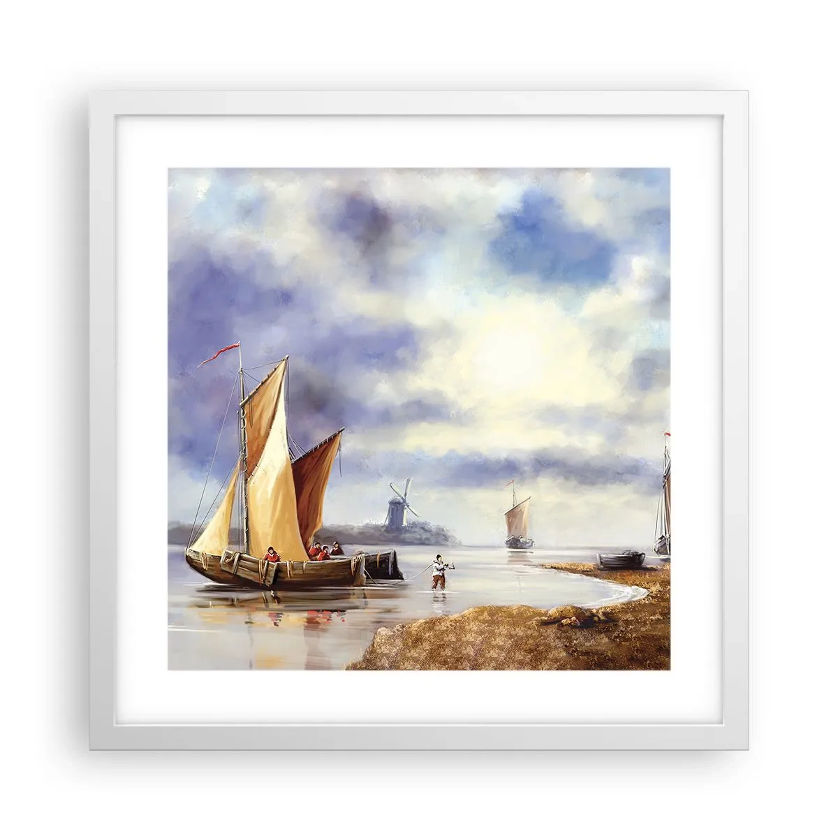 Plakat w białej ramie - Powrót żeglarzy - 40x40 cm