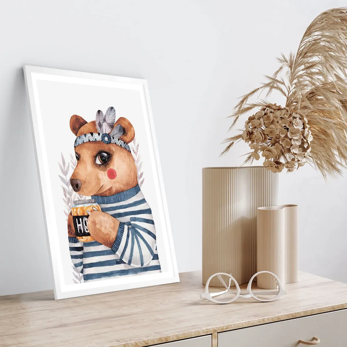 Plakat w białej ramie - Słodka Misia - 50x70 cm