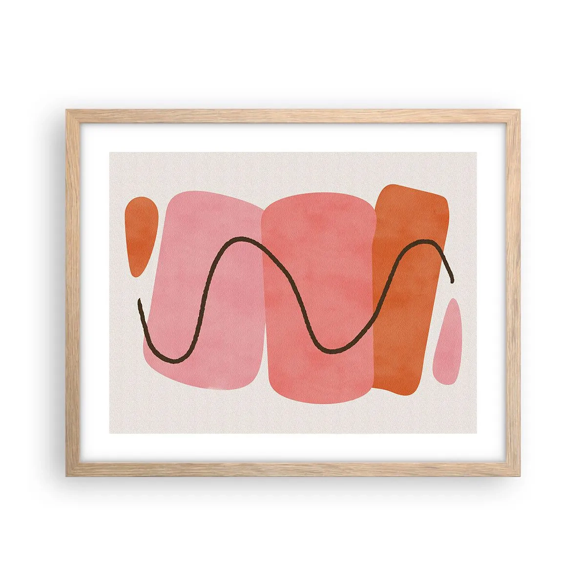 Plakat w ramie jasny dąb - łagodny ruch form - 50x40 cm