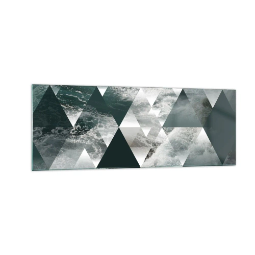 Obraz na szkle - Geometryczny wzór z motywem fal w odcieniach zieleni - 140x50cm - Kryształowa perspektywa - Nowoczesna dekoracja ścienna do salonu i sypialni ARTTOR