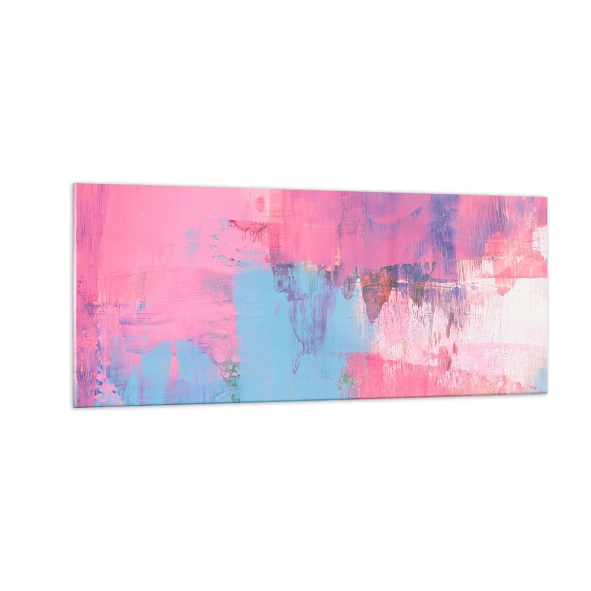 Obraz na szkle - Róż, błękit i szczypta światła - 100x40 cm