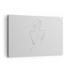 Obraz na płótnie - Linia konturowa przedstawiająca kobiecą sylwetkę na jasnym tle - 100x70cm - Muzyka ciała - Nowoczesna dekoracja ścienna do salonu, kuchni i sypialni ARTTOR