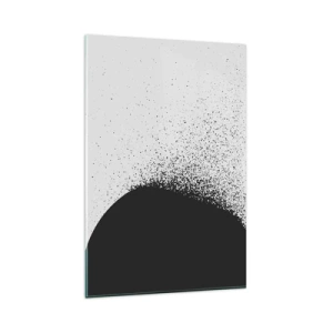 Obraz na szkle - Abstrakcyjny wzór z czarnymi cząstkami na jasnym tle - 80x120cm - Ruch cząsteczek - Nowoczesna dekoracja ścienna do salonu i sypialni ARTTOR