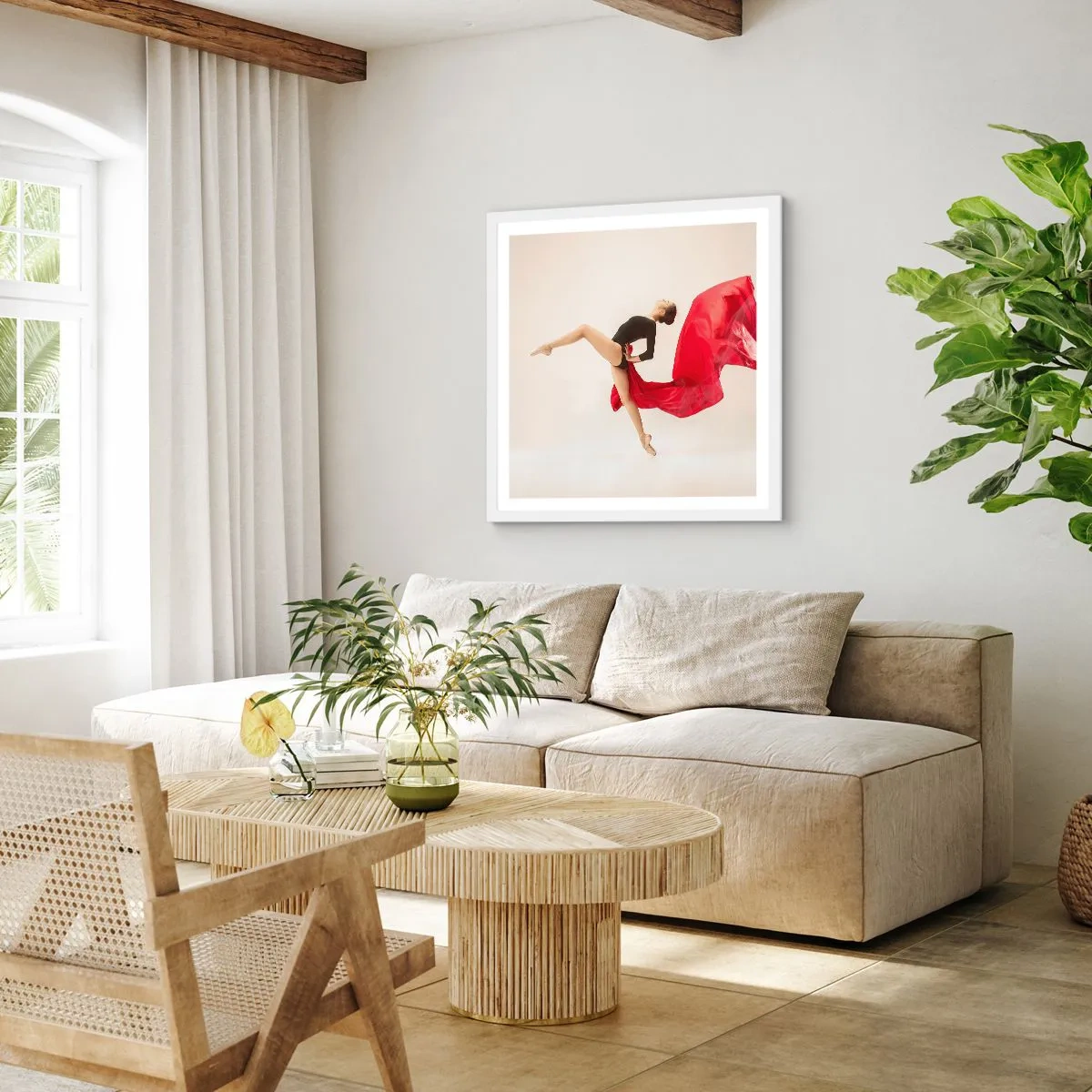 Plakat w białej ramie - Czerwone i czarne - 50x50 cm