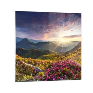 Obraz na szkle - Świeżość górskiego poranka - 30x30 cm
