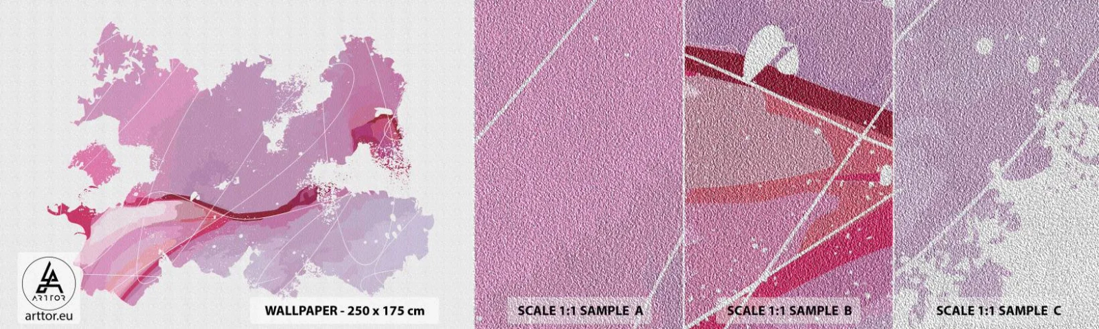 Fototapeta Próbka Premium Sand - Mapa różowego świata - Minimalizm, Pastelowa, Mapa - 100x30 cm