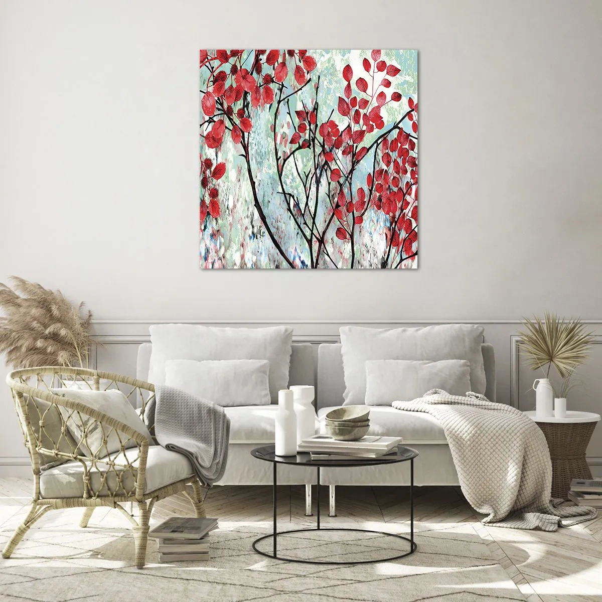 Obraz na szkle - Drzewo w szkarłacie - 50x50 cm