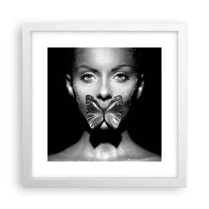 Plakat w białej ramie - Motyli pocałunek - 30x30 cm
