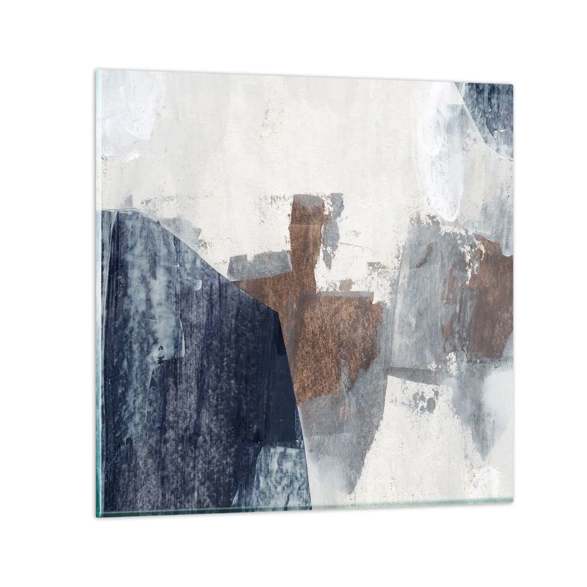 Obraz na szkle - Błękitno-brunatne kształty - 40x40 cm