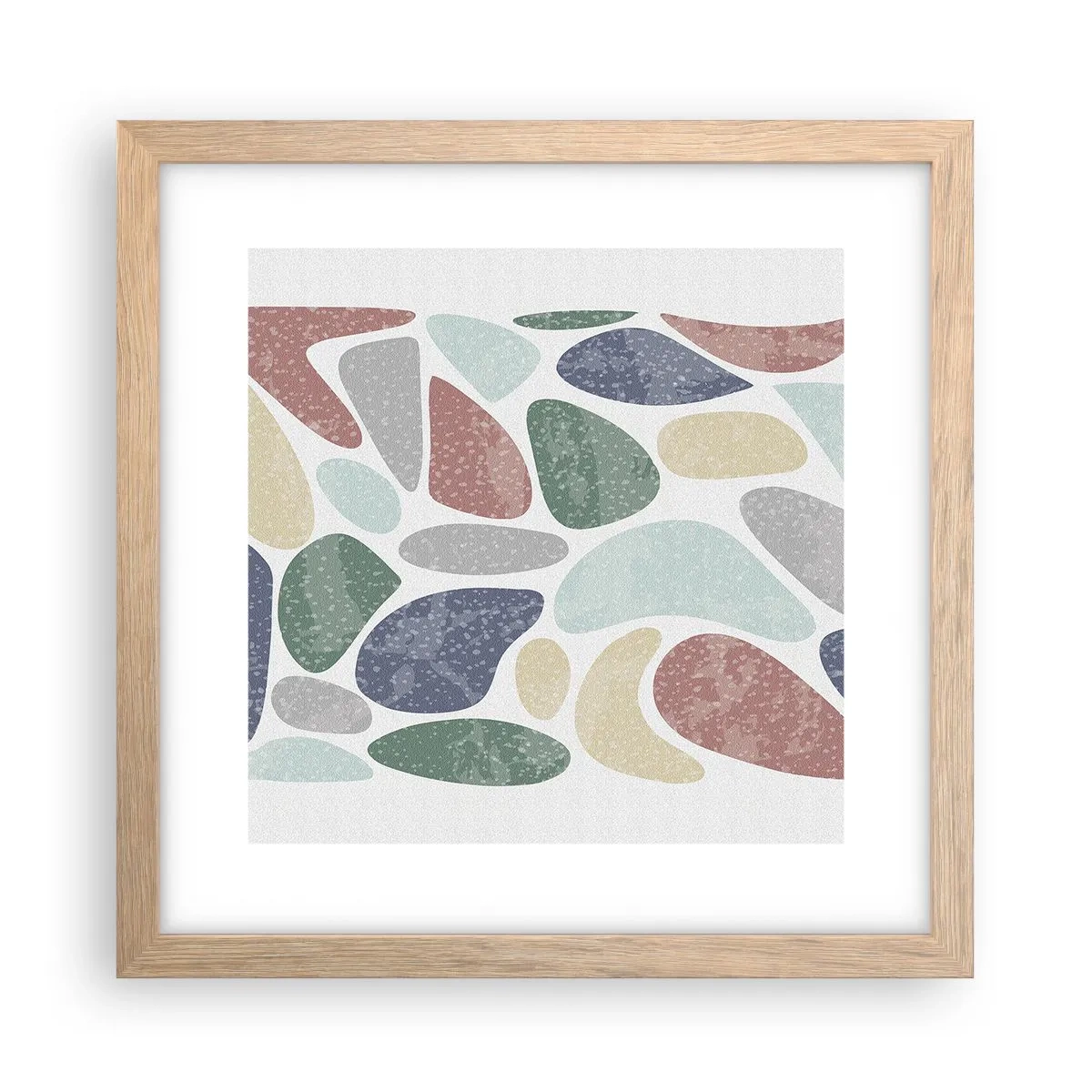 Plakat w ramie jasny dąb - Mozaika pudrowanych barw - 30x30 cm