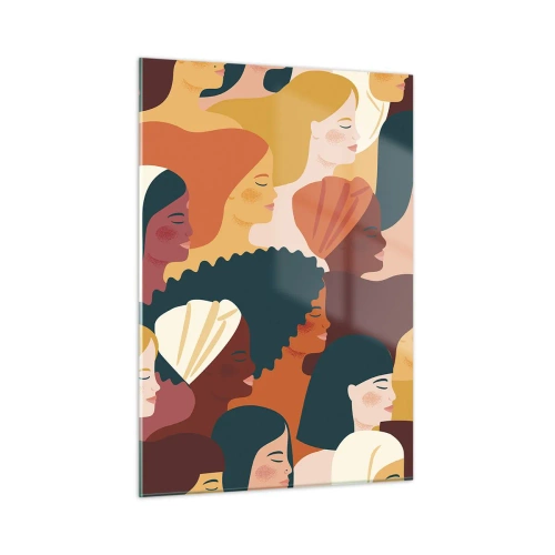 Obraz na szkle - Stylowa ilustracja różnorodnych kobiecych sylwetek - 50x70cm - Tylko kobiecość - Nowoczesna dekoracja ścienna do salonu, kuchni i sypialni ARTTOR