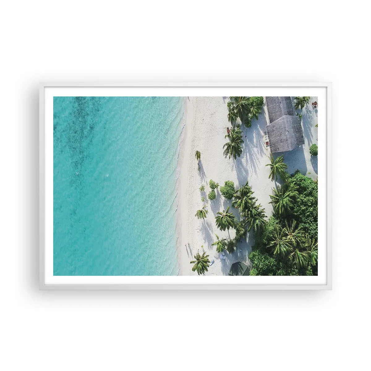 Plakat w białej ramie - Wakacje w raju - 100x70 cm
