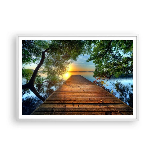 Plakat w białej ramie - Nie śpiesz się, usiądź - 100x70 cm