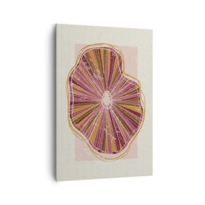 Obraz na płótnie - Abstrakcyjny wzór plastra drzewa w różowych odcieniach - 70x100cm - Abstrakcja promienista - Nowoczesna dekoracja ścienna do salonu i sypialni ARTTOR