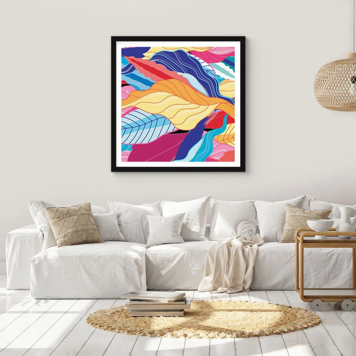 Plakat w czarnej ramie - Kolorowy bałagan - 30x30 cm