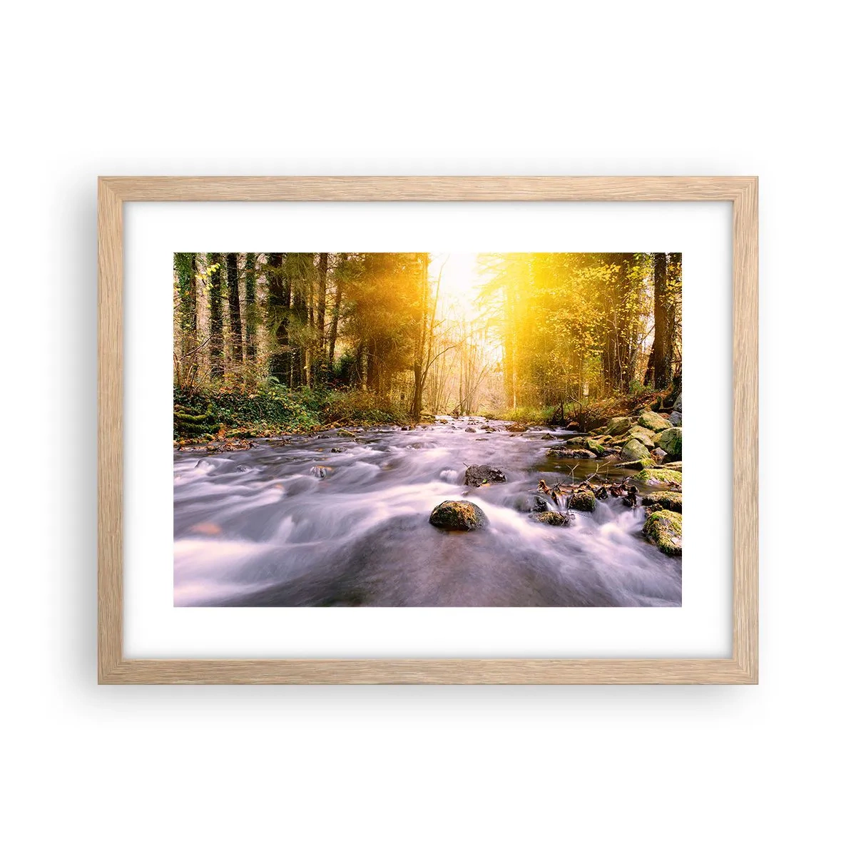 Plakat w ramie jasny dąb - Malachit w srebrno-złotej oprawie - 40x30 cm