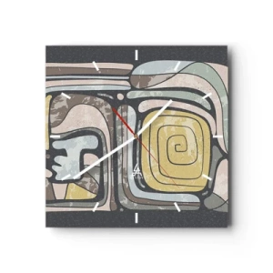 Zegar ścienny - Abstrakcja w duchu prekolumbijskim - 40x40 cm