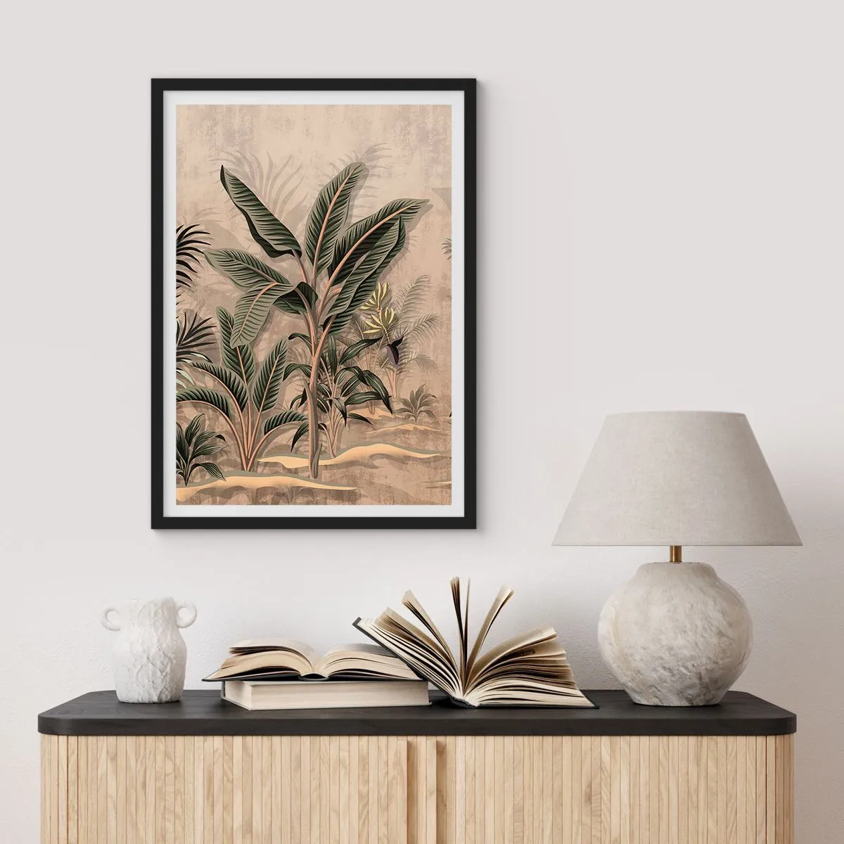 Plakat w czarnej ramie - Rycina w kolonialnym stylu - 70x100 cm