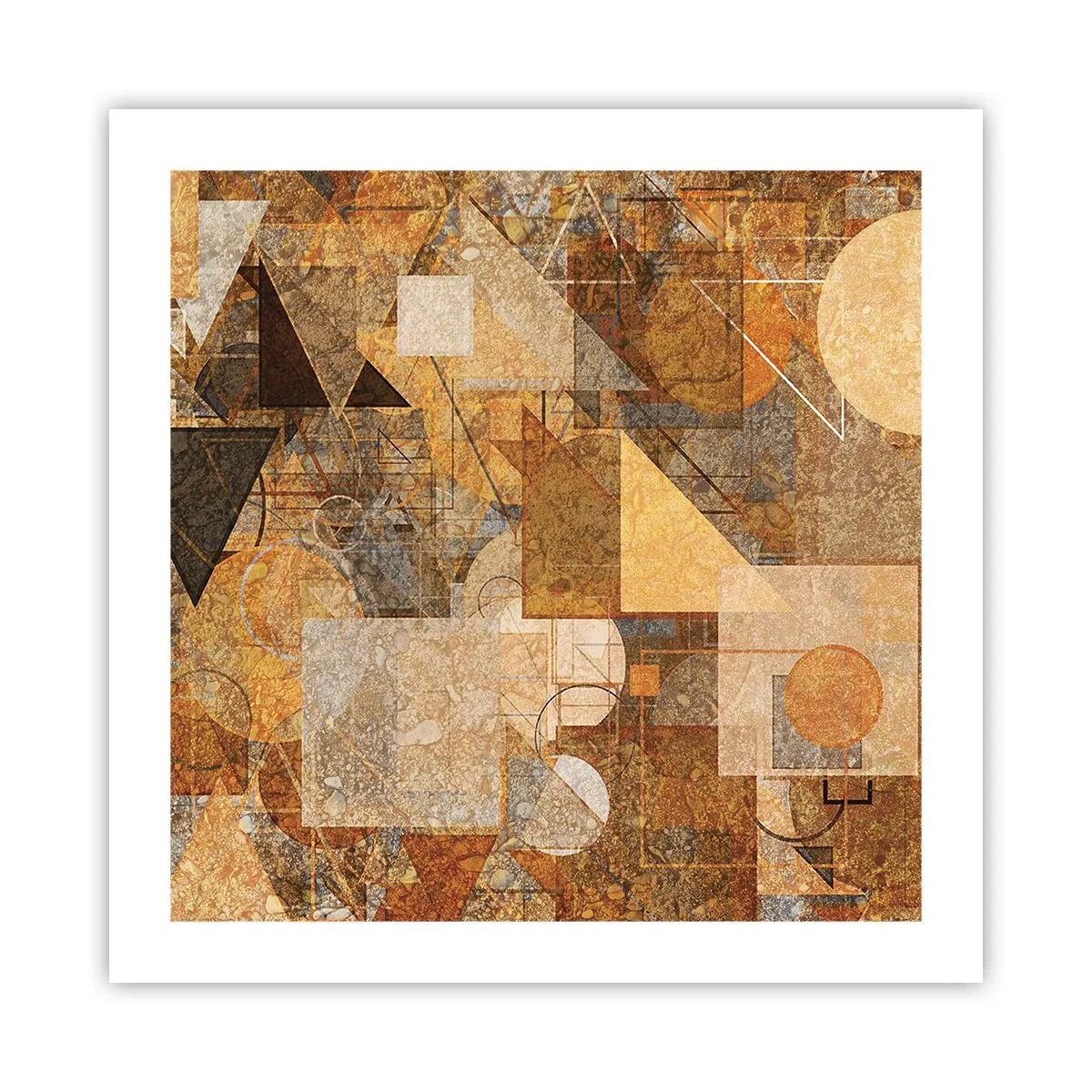 Plakat - Kubistyczne studium brązu - 50x50 cm